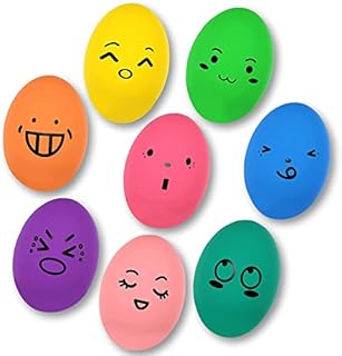 TONGKTAI Squeaky Dog Ball, [8 Pack] Interactive Latex Rubber Dog Squeak Toys, Soft Bouncy Fetch Egg Shape Pet Balls for Dog (Egg Shape Ball)