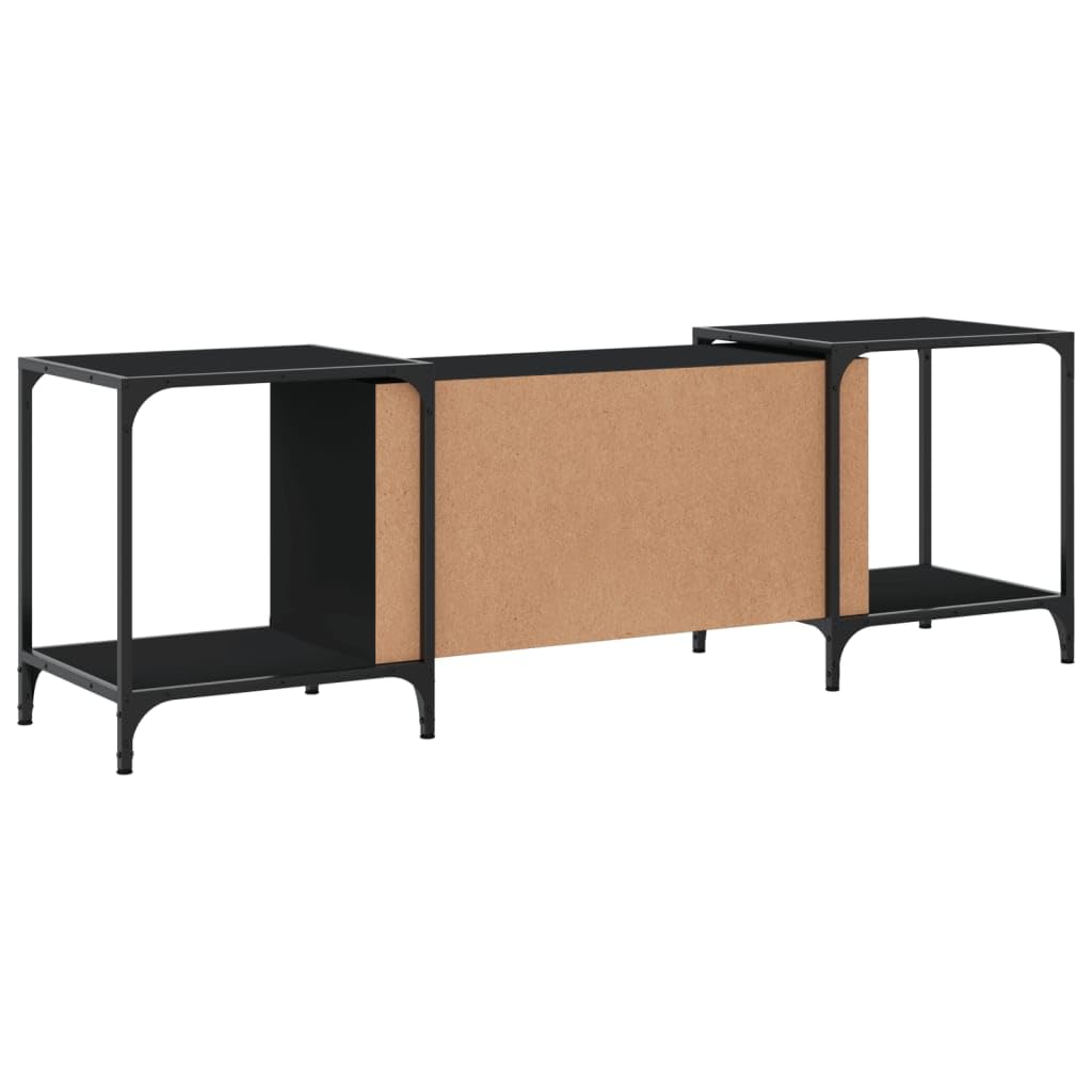 TV-Schrank Schwarz 153x37x50 cm, Holzwerkstoff, verstellbar, für Wohnzimmer, Schlafzimmer, Entertainment Center, Media Konsole
