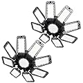 ISKYDRAW LED Garage Light - 2 Pack 240W 24000lm Bright Garage Lights 8 Deformable Panels Shop Light Screw into E26 E27 Bulb Socket Garage Ceiling Lights for Workshop Basement Barn
