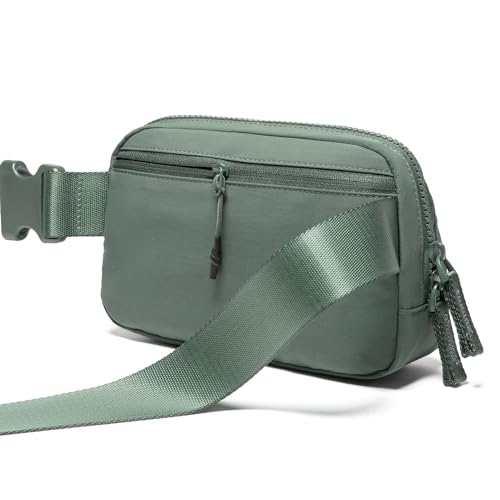 Image of Belt Bag for Women Two-Way Zipper Cross Body Fanny Pack Fashion Waist Packs Everywhere Belt Bag with Adjustable Strap Gifts for Teen Girls Women Men (Green)