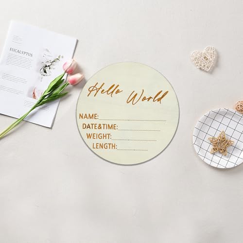 Image of baby announcement sign,hello world newborn sign,baby name sign,welcome baby sign,birth announcement sign (Wood color(flower))