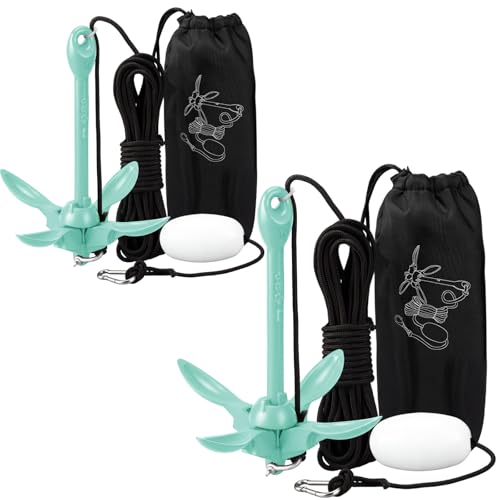 Image of Lounsweer 2 Pack 1.5 /3.5 lb Marine Kayak Anchor Kit Folding Grapnel Anchor Kit Boat Kayak Fishing Accessories for Small Boats Kayaks Canoe Paddle Boards