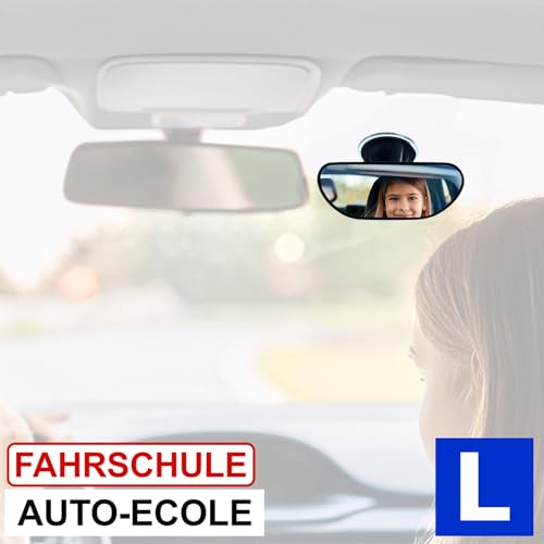 Innenspiegel mit Saugnapf – Zusatzspiegel für Auto innen – Fahrlehrer Spiegel/Babyspiegel/Toter-Winkel-Spiegel – 360° drehbar, Weitwinkel