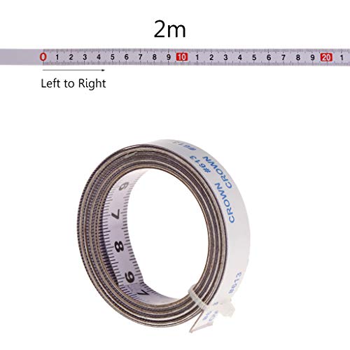 FXCO - Cinta métrica con cinta métrica, cinta métrica, base autoadhesiva, metro de acero, cinta adhesiva 1/2/3/5 m (izquierda a derecha), Blanco