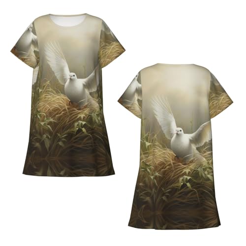Robe de nuit légère motif colombe douceur et sérénité