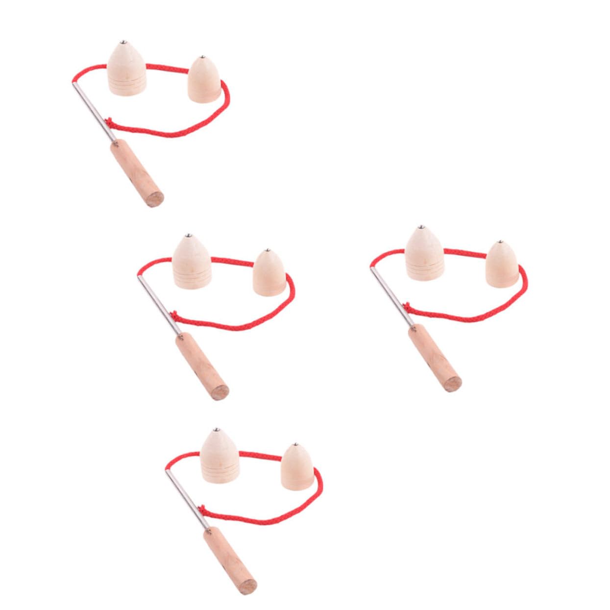 YARNOW Early Learning Toy 4 Packs of Wooden Spinning Tops for Kids Music Peg Tops Random Color