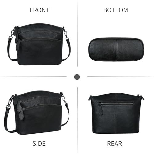 Image of HESHE Crossbody Bags for Women Genuine Leather Purses with Multi-Pockets Vintage Ladies Small Shoulder Satchel Bag