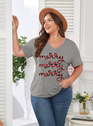 Image of ForHailey Women's Plus Size Short Sleeve Tee Shirt V Neck Basic Ladies Loose Fit T Shirt 1X-5X