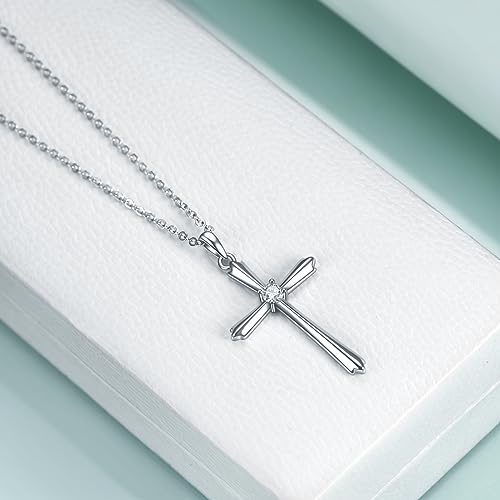 Rnivida 925 Sterling Silver Cross Necklace for Women - Simple Cz Cross Pendant Necklace for Everyday Jewelry2