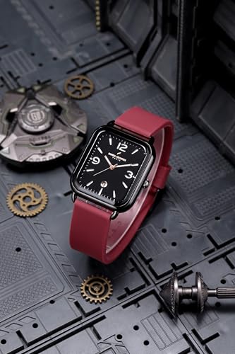 Image of Daniel Hechter Paris Gabrielle Collection Luxury Analog Watch for Women with Square Dial, Date Display and Silicone Strap