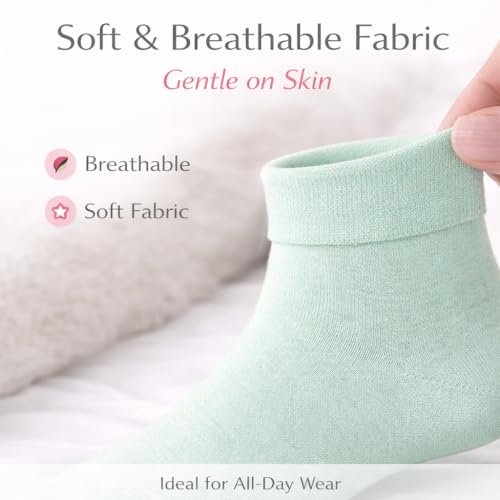 ITRAT Diabetic sock for Woman- Non Elastic Wide Honey Comb Top Soft Cuff Ankle Wide Grip Odema Friendly Non Binding Circulatory For Swollen Feet legs Size 4-7 (Pastel (6 Pairs)) - 4