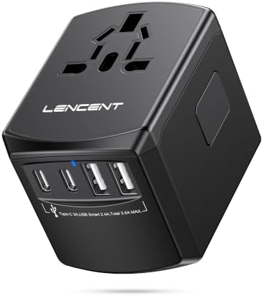 LENCENT Adaptador Universal Viagem, Carregador de Parede USB Inte...