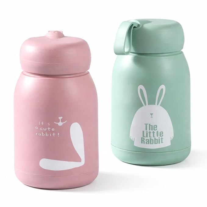 Forestamart Rabbit Design Kids Glass Water Bottle Set of 2, 330 m...
