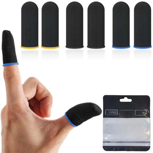 SIOPPKIK 6 Pièces Mobile Game Sleeve Finger, Contrôleurs de Manchons de Jeu Mobiles, Anti-Transpiration Respirant Finger Manches Écran Tactile