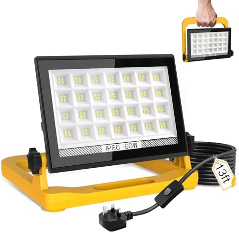T-SUN 5400Lumen LED Work Light with Stand, 60W Floodlight with 3 ...