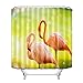 Produktbild JHTRSJYTJ Sumpf rosa Karibik Flamingo HD Gedruckter wasserdichter Duschvorhang,waschbar,Nicht verblassend,180X180cm,12Haken,Badezimmerdekoration