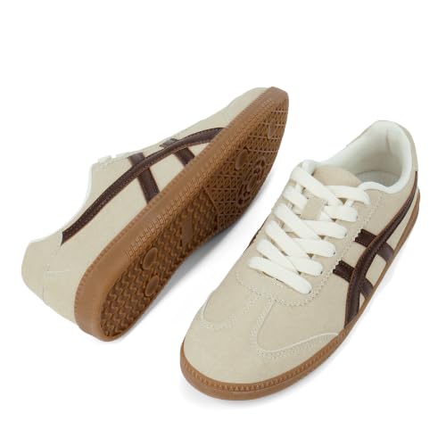Image of Tigeridea Casual Sneakers for Women Lightweight Lace Up Tennis Shoes | Non-slip Lace Up Fashion Sneaker, Round Toe Retro Walking Shoes, 2026 Trendy Comfortable Trainers