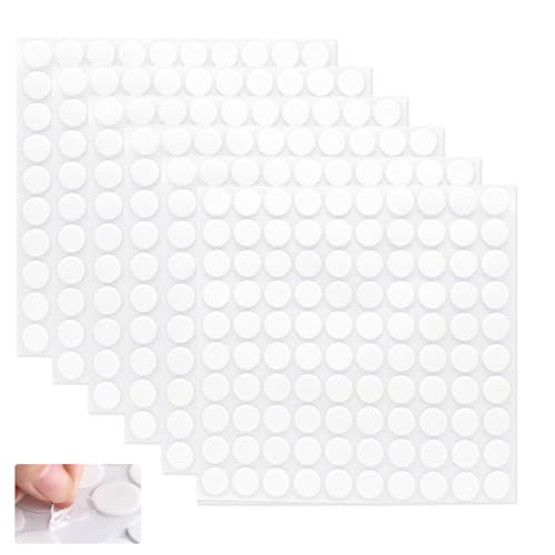 600 PCS Double Sided Adhesive Dots, Removable Transparent Mounting Putty No Trace Sticky Pads, Round Sticky Glue Dots for Balloons Photos Wall Posters Office Home Decorations (10mm)