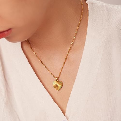 Ibara Women Gold Necklace Sun Crescent Moon Star Evil Eye Lock Lovely Heart Flower Butterfly Pearl Pendant 18K Gold Cz Diamond Filled Chain Dianty Boho Beach Simple Handmade Jewelry Gift thumb #1