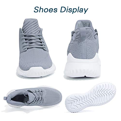 Akk Grey Tennis Shoes Women Slip On Breathable Walking Shoes Ultra Lightweight Casual Sport Gym Fashion Sneakers 8.5 Us #TOP1