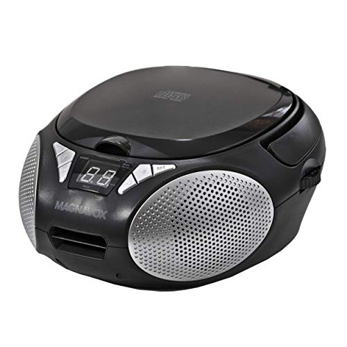 Magnavox MD6924 Portable Top Loading CD Boombox with AM/FM Stereo Radio in Black | CD-R/CD-RW Compatible | LED Display | AUX Port Supported | Programmable CD Player | (Renewed)