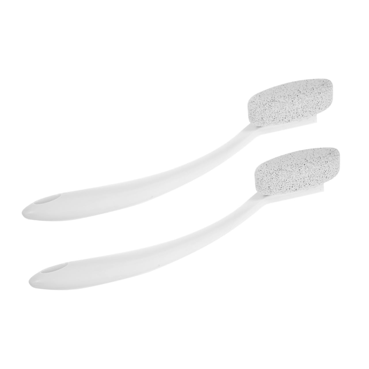 PLAFOPE Herramienta de Pedicura Mango Largo y Piedra Pómez para Eliminar Callosidades los Pies, Portátil y Apta todo Tipo de Tejido, Paquete de 2 Unidades de Color Blanco