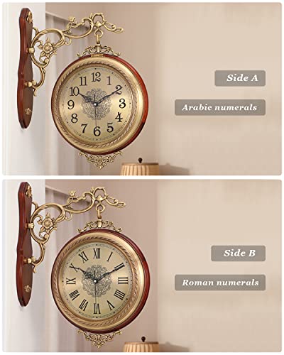Aero Snail Retro Double-Sided Wall Clock Alloy Decoration 360° Rotating Roman & Arabic Numerals Luxury Non-Ticking Silent Clocks #TOP1