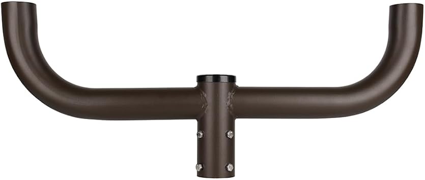 Double Bullhorn Mounting Bracket for Parking Lot Light, Durable Steel Bronze Vertical 2-3/8in Pole Top Tenon Adapter with Dual Arms for 2 LED Shoebox Area Street Light Fixture