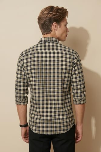 Image of Peter England Men's Checkered Cotton Shirt | Smart Casual | Full Sleeves