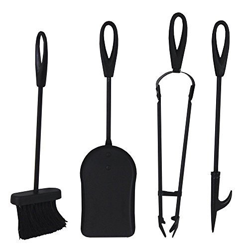 5 Pieces Companion Set Fireside Fire Tools Fireplace & Accessories Black And Brass (Black) - 2