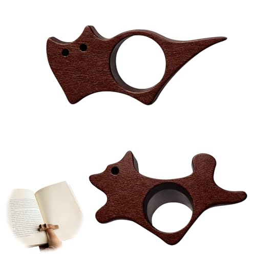 Nify Lot De 2 Bague Lecture En Bois, Book Page Holder Animaux Chat Et Chien, Porte Page Livre Pour Tenir Livre Ouvert D’Une Main, Support Livre Ouvert Bois Lisse, Accessoire Lecture Compact