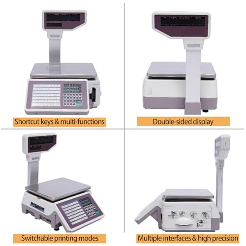 Báscula comercial con impresora y pantalla LCD doble miniatura 2