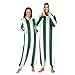 Yuiboo Green Vertical StripesAdults Unisex One Piecing Pajamas for Women Men Hooded Sleepwear Homewear