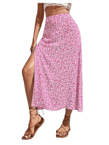 SweatyRocks Women's Ditsy Floral Print High Waist A Line Midi Skirts4