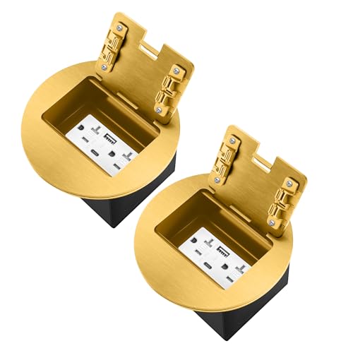 Floor Outlet Recessed Floor Outlet Box Fast Charging 4.8A USB A+T...