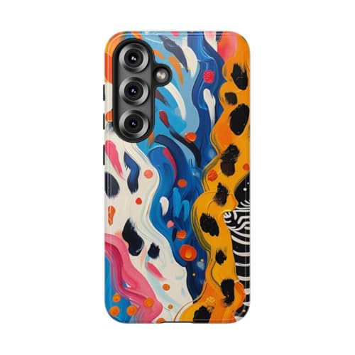 Coque rigide brillante Samsung S25 motif zèbre abstrait coloré
