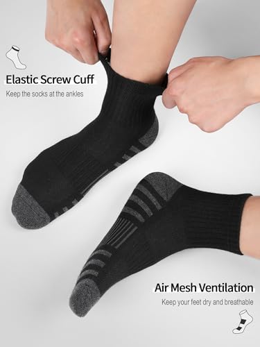 Airacker Athletic Quarter Socks with Cushion Running Ankle Socks for Men Women 6 Pairs3