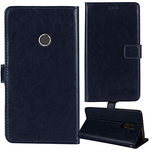 Lankashi Stand Premium Retro Business Flip Leather Case Protector Bumper For NUU Mobile M19 5.5" Protection Phone Cover Skin Folio Book Card Slot Wallet Magnetic（Dark Blue）