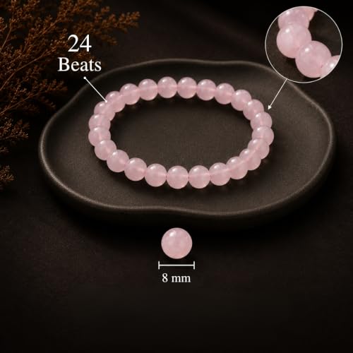 Image of VAMA Siddh Rose Quartz Love Attraction Bracelet | Certificate of Authenticity | Beautifully Crafted with Healing Crystals | Rose Quartz Astrology Bracelet for Women and Men