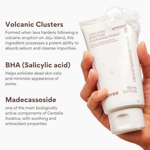 image for innisfree Volcanic BHA Pore Cleansing Foam, Korean Face Wash with Sali