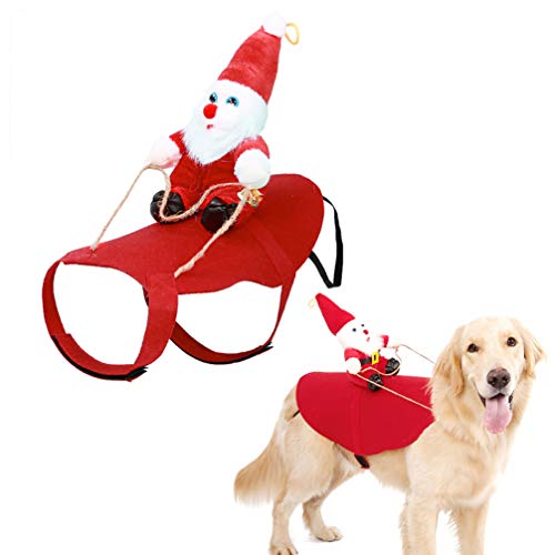 ULTECHNOVO Cachorro Santa Fantasia de Natal Vaqueiro Montando Cavalo Roupa Roupa AdorÃ¡vel Vestir Ro