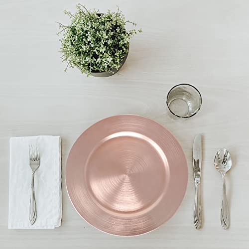 Ms Lovely Metallic Foil Charger Plates - Set Of 6 - Made Of Thick Plastic - Rose Gold #TOP2