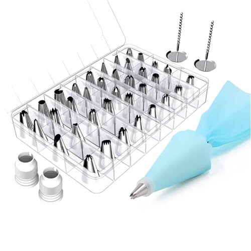 esmen 42-Piece Cake Decorating Set 36 Stainless Steel Nozzles Puff/Cookie Tools Professional Baking Kit with Bags and Converters