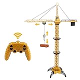 Mini Tudou 128 cm hohe 2,4 Hz Ferngesteuerte Turmkran,6 Kanäle Radio Kontrolle Konstruktion RC Kran Spielzeug 680 Grad Rotation Aufzug Model mit Turm Licht und Geräusche für Kinder Junge