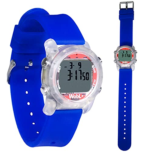 WobL + Smallest Vibrating Waterproof Reminder Watch (Blue Band/Transparent Case)