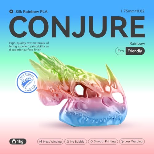 Image of Chitu Systems Conjure Silk Rainbow PLA 3D Printer Filament, 1.75mm Shiny Rainbow Filament, Using Reusable Spool Compatible with Bambu Lab Refill Filament,1KG /2.2lb