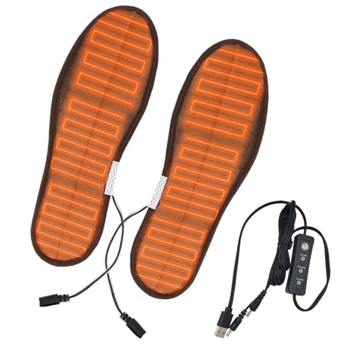 Calentadores de pies para pies - Plantillas para zapatos térmicos eléctricos - Almohadilla de calzado de calentamiento de pies USB de invierno con tres ajustes de temperatura para pescar, acampar