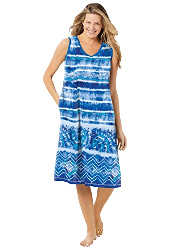 Dreams & Co. Plus Size Trapeze V-Neck Short Lounger -