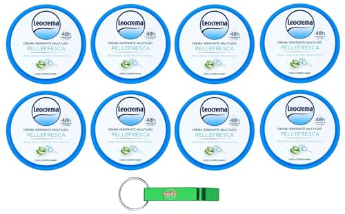 Leocrema Crema Idratante Multiuso Pellefresca, crema idratante multiuso con aloe vera e acido ialuronico, ideale per viso, corpo e mani, 150 ml + portachiavi Beni Culinari