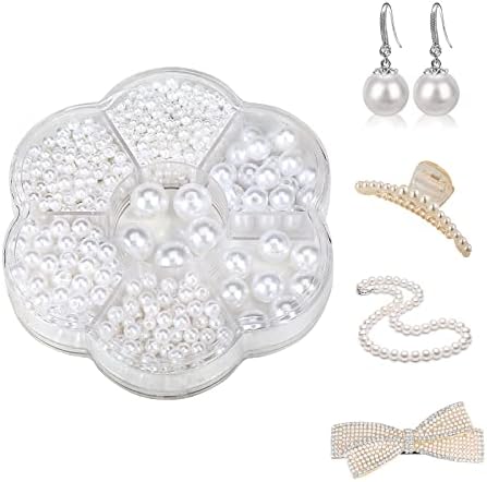 1150 Pezzi Perline Bianche 3/4/5/6/8/10/12MM Bianco Rotondo Perle Bianche Perle D’arte Perle Imitate per Fai Da Te Artigianato Collane Bracciali Orecchini Anelli Creazione di Gioielli